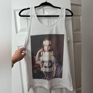 Beyoncé White Graphic Tank Top